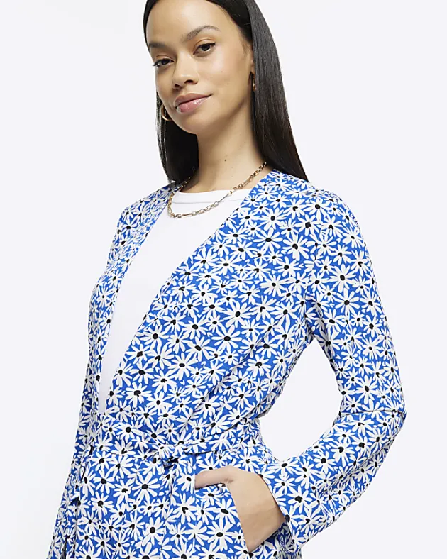 River Island floral tie waist longline duster jacket< Coats & Jackets