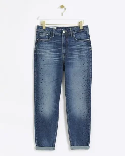 River Island high waisted embellished mom jeans< Jeans