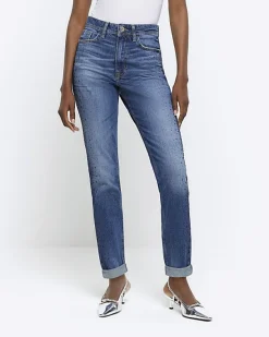 River Island high waisted embellished mom jeans< Jeans