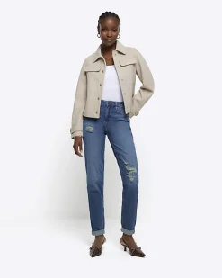 River Island high waisted mom ripped jeans< Jeans