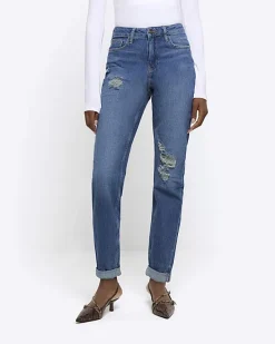 River Island high waisted mom ripped jeans< Jeans