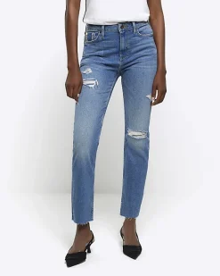 River Island high waisted slim fit ripped jeans< Jeans