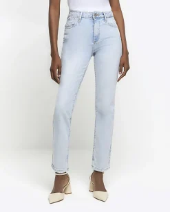 River Island high waisted slim fit straight jean< Jeans