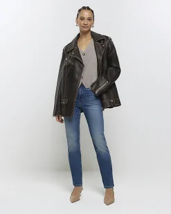 River Island High Waisted Slim Straight Jeans< Jeans
