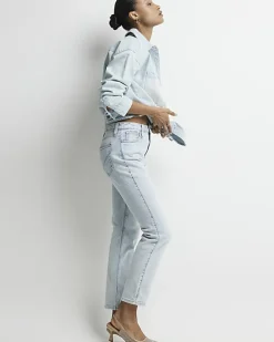 River Island high waisted slim straight jeans< Jeans