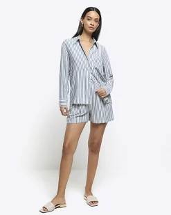 River Island linen blend stripe shorts< Shorts