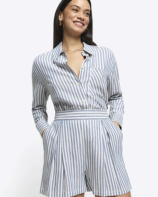River Island linen blend stripe shorts< Shorts