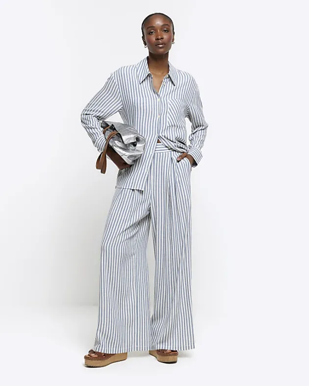 River Island linen blend stripe shirt< Co-ord Sets