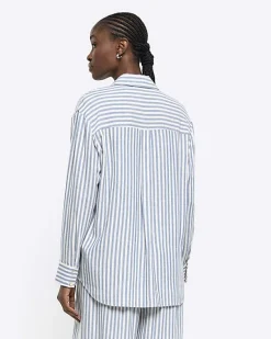 River Island linen blend stripe shirt< Co-ord Sets