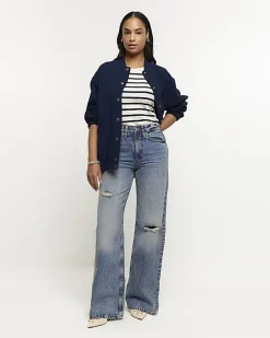 River Island mid rise ripped wide leg jeans< Jeans