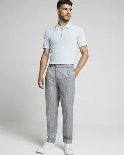 River Island muscle fit knitted half zip polo< Polo Shirts