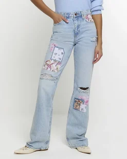 River Island patch stove pipe straight jeans< Jeans