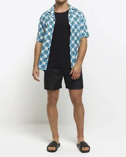 River Island regular fit geometric print revere shirt< Shirts