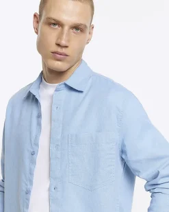 River Island regular fit linen blend shirt< Shirts