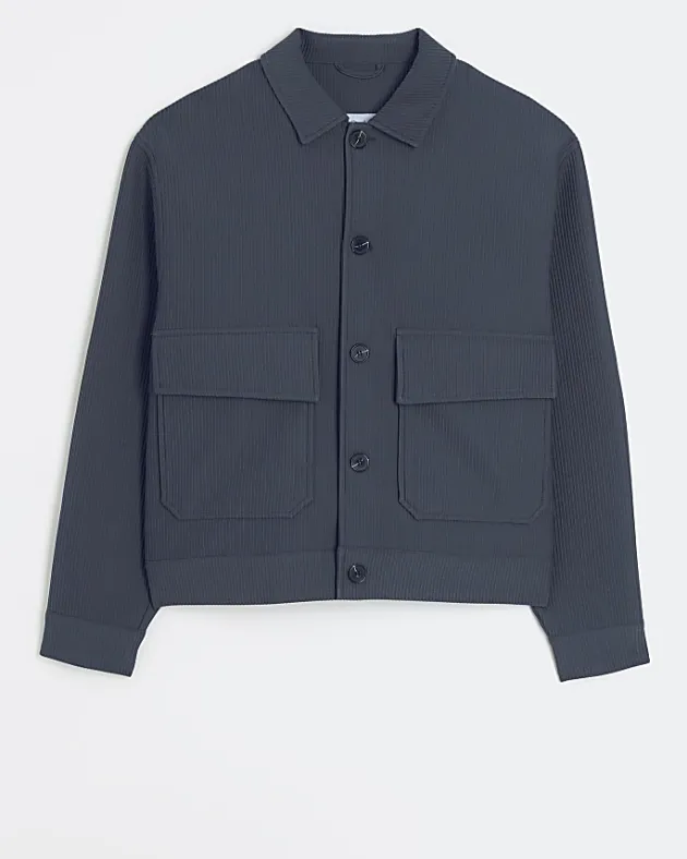 River Island regular fit plisse Harrington jacket< Matching Sets