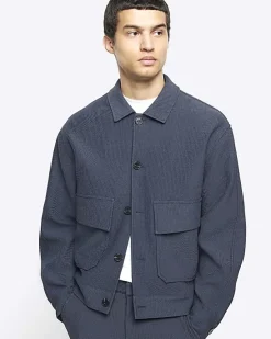 River Island regular fit plisse Harrington jacket< Matching Sets