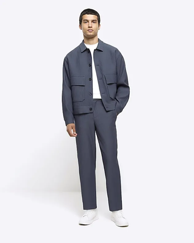 River Island regular fit plisse Harrington jacket< Matching Sets
