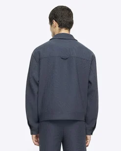 River Island regular fit plisse Harrington jacket< Matching Sets