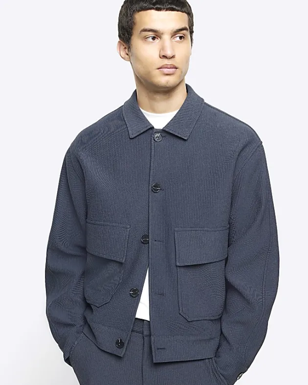 River Island regular fit plisse Harrington jacket< Matching Sets