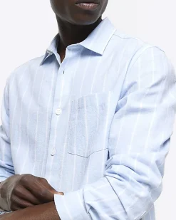 River Island regular fit striped linen blend shirt< Shirts