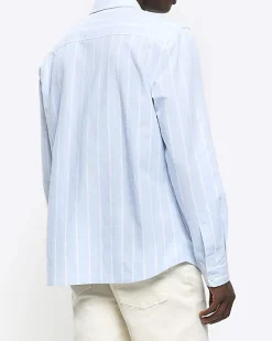 River Island regular fit striped linen blend shirt< Shirts