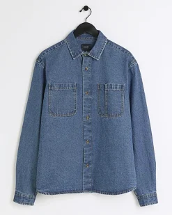 River Island regular fit utility denim shirt< Shirts