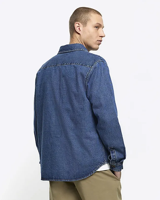 River Island regular fit utility denim shirt< Shirts