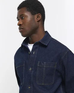 River Island regular fit utility denim shirt< Shirts
