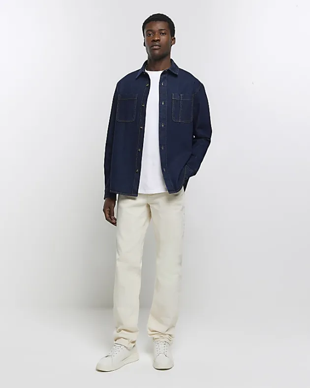 River Island regular fit utility denim shirt< Shirts