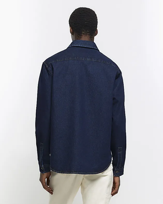 River Island regular fit utility denim shirt< Shirts