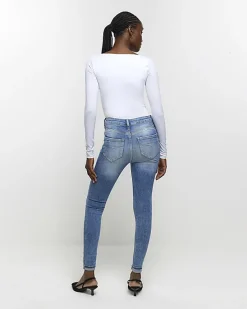 River Island ripped high waisted skinny jeans< Jeans