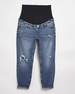 River Island ripped mid rise maternity mom jeans< Maternity