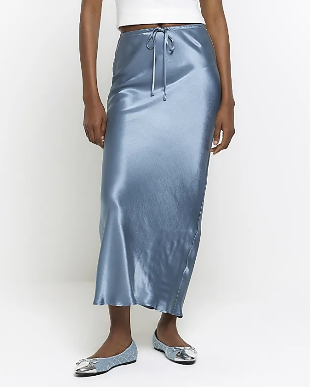 River Island satin tie waist midi skirt< Skirts