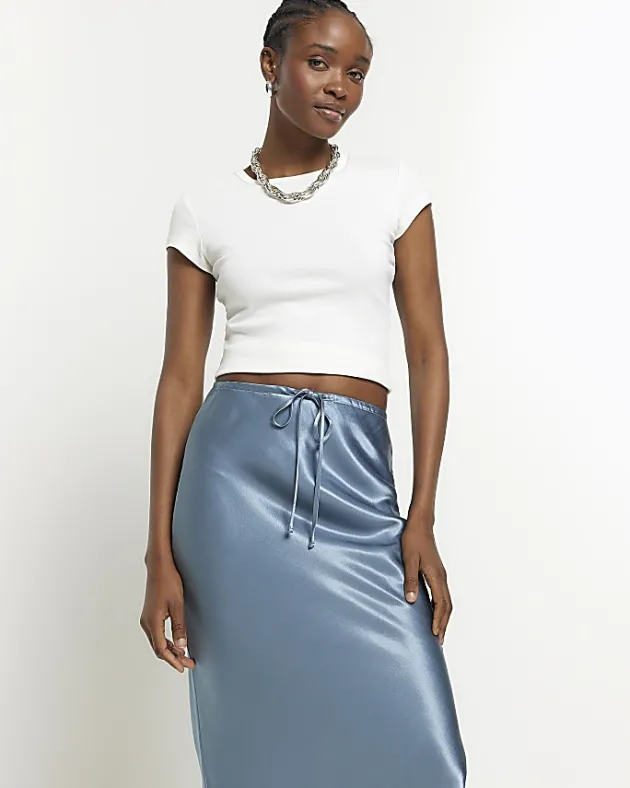 River Island satin tie waist midi skirt< Skirts