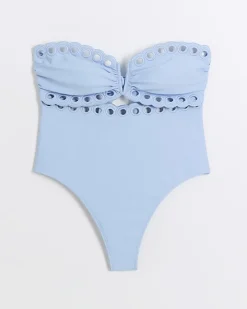 River Island scallop hem bandeau swimsuit< Swimwear & Beachwear