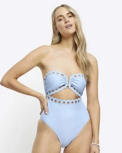 River Island scallop hem bandeau swimsuit< Swimwear & Beachwear