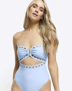 River Island scallop hem bandeau swimsuit< Swimwear & Beachwear