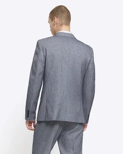 River Island skinny fit dogtooth suit jacket< Big & Tall