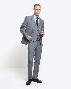 River Island skinny fit dogtooth waistcoat< Suits