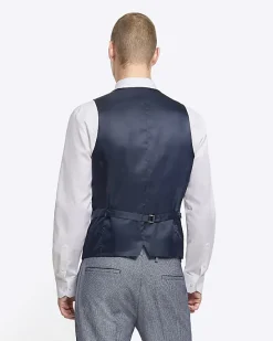 River Island skinny fit dogtooth waistcoat< Suits