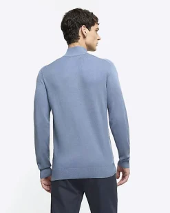 River Island slim fit diagonal stitch half zip jumper< Jumpers & Cardigans