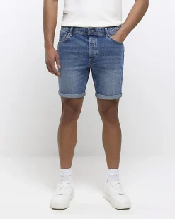 River Island slim fit faded denim shorts< Shorts