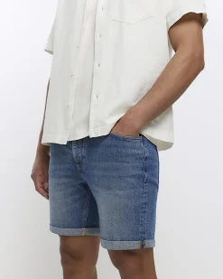 River Island slim fit faded denim shorts< Shorts