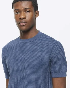 River Island slim fit textured knit t-shirt< Jumpers & Cardigans