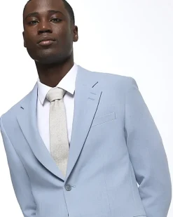 River Island slim fit textured suit jacket< Suits