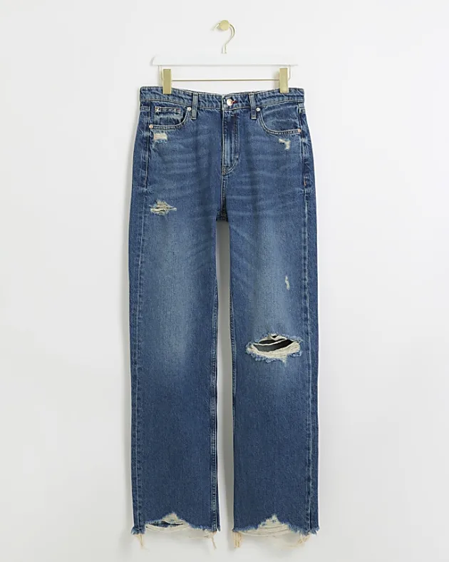 River Island stove pipe straight ripped jeans< Jeans