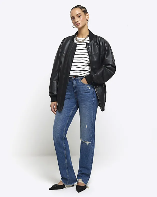 River Island stove pipe straight ripped jeans< Jeans