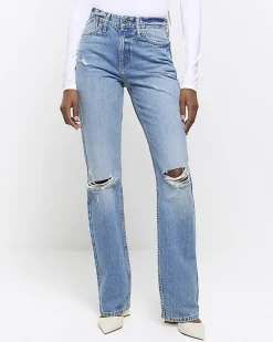 River Island stove pipe straight ripped jeans< Jeans