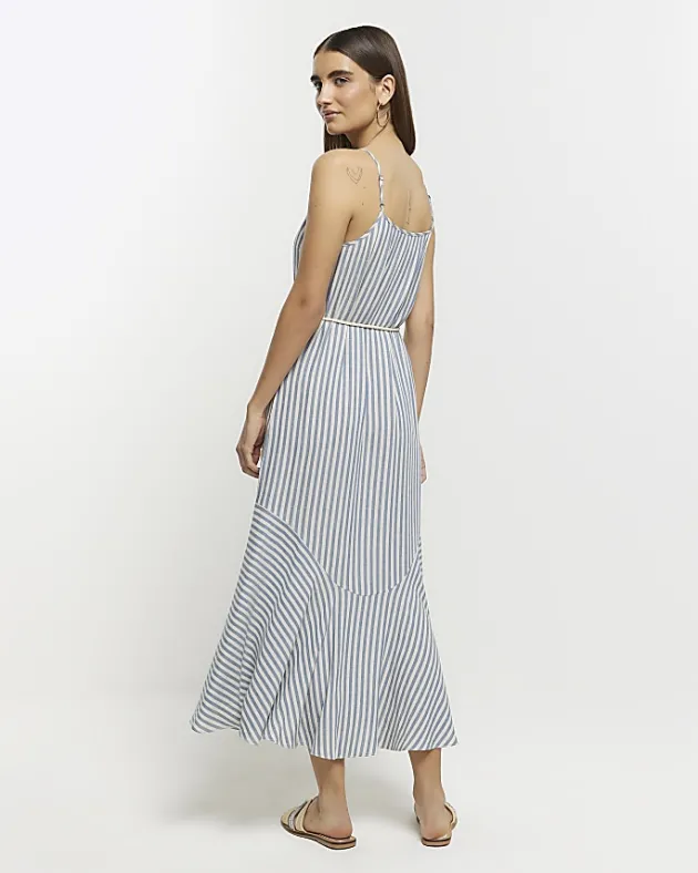 River Island stripe tie waist slip midi dress< Dresses