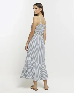 River Island stripe tie waist slip midi dress< Dresses